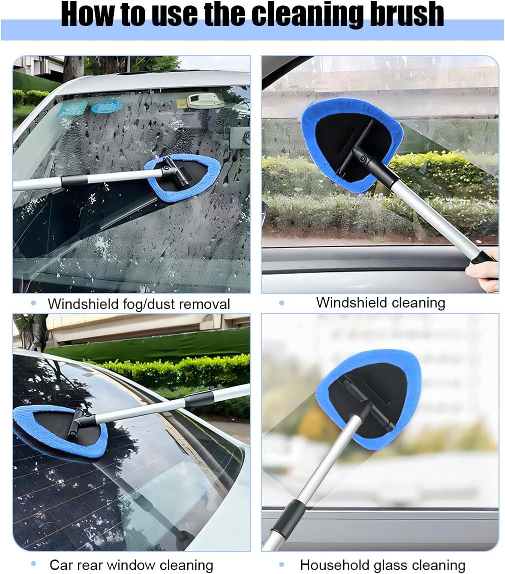 Car Windshield Cleaner Tool, Vehicle Window Detailing Cleaning Kit with Extendab