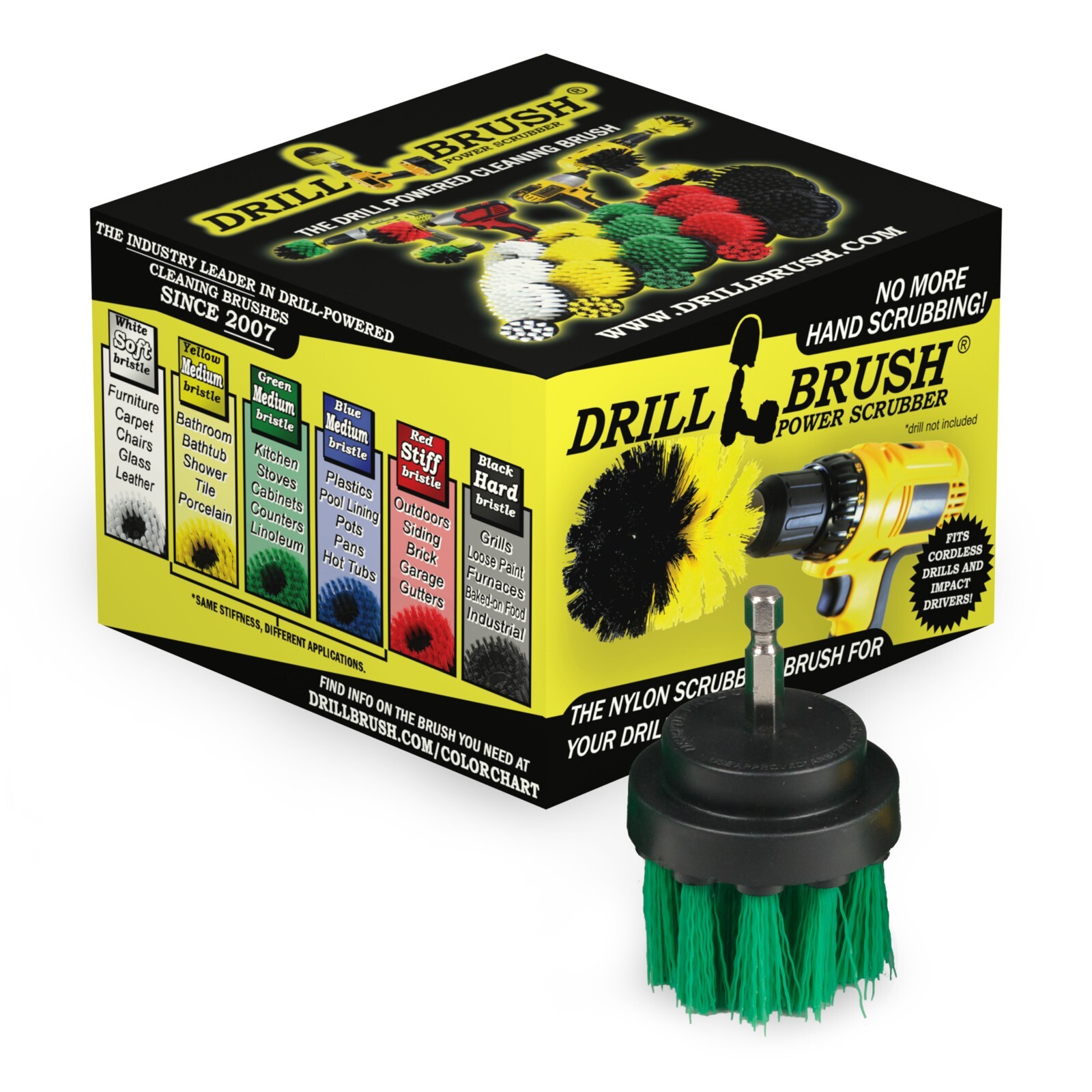 Drill Brush Small 2in Kitchen Scrub Brush for Stove, Oven, Sink,Tile and Grout