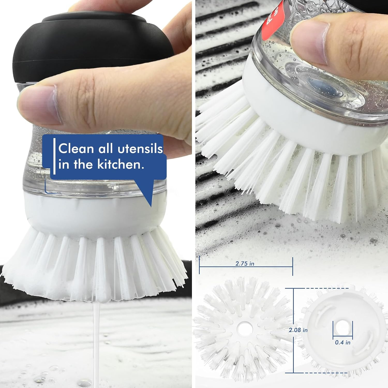Palm Brush Refills for OXO Soap Dispensing Dish Brush | 4 Pack Cleaning