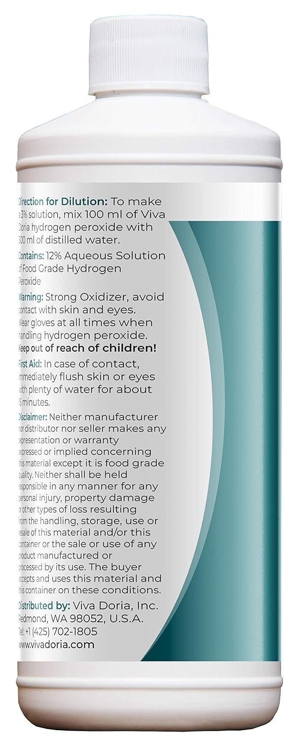 Hydrogen Peroxide 12 Percent Aqueous Solution – Food Grade, 16 Fl Oz