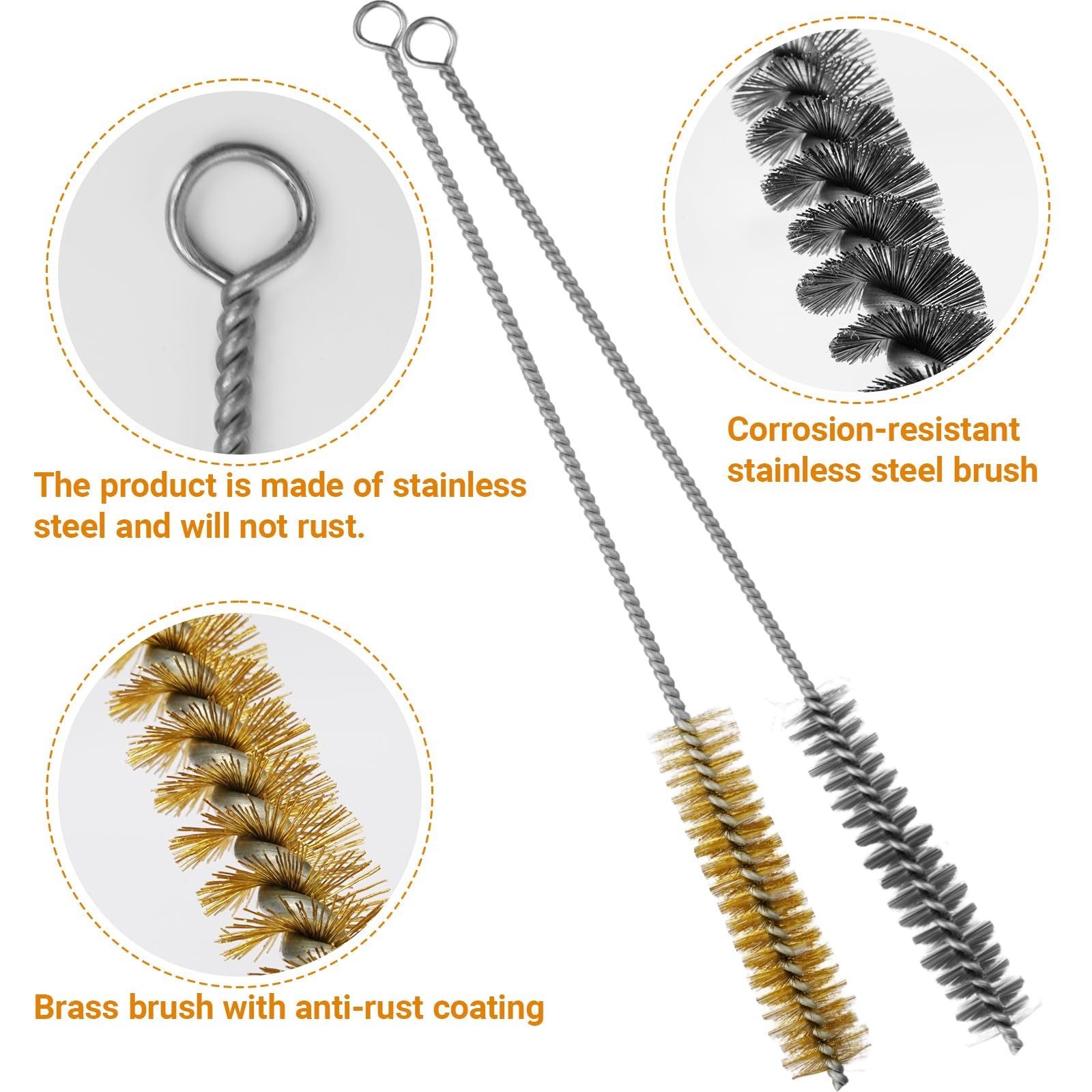 16Pcs Tube Cleaning Brush, Brass Stainless Steel Engine Cleaning Brushes, 12 …