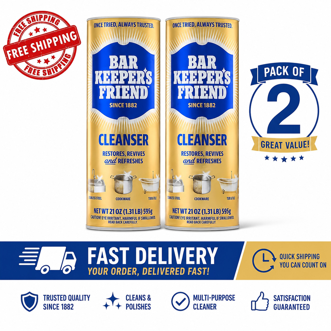 2-Pack Bar Keepers Friend 21 oz. All-Purpose Cleanser