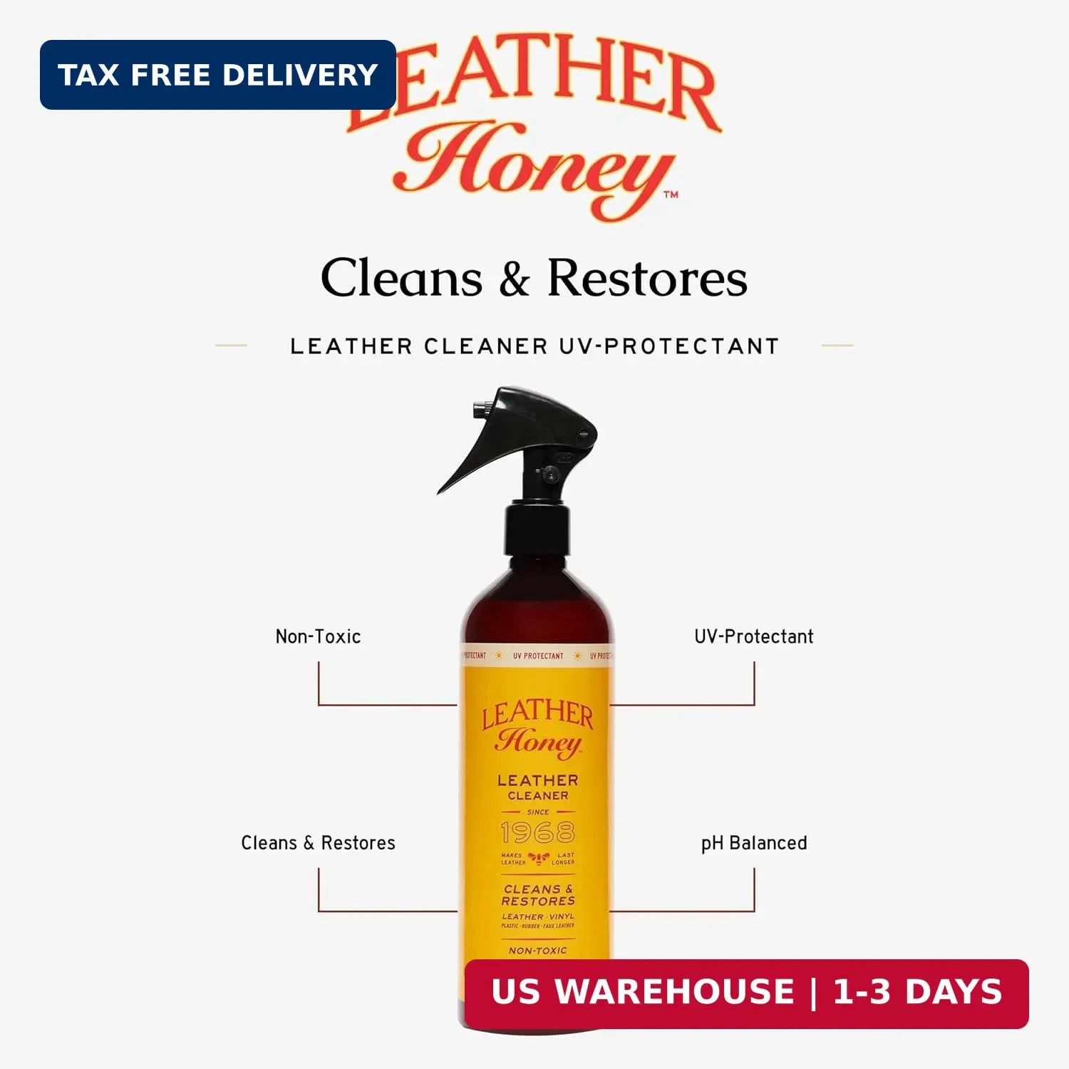 Leather Honey Leather Cleaner Spray: UV Protectant, Non-Toxic & Made in the USA