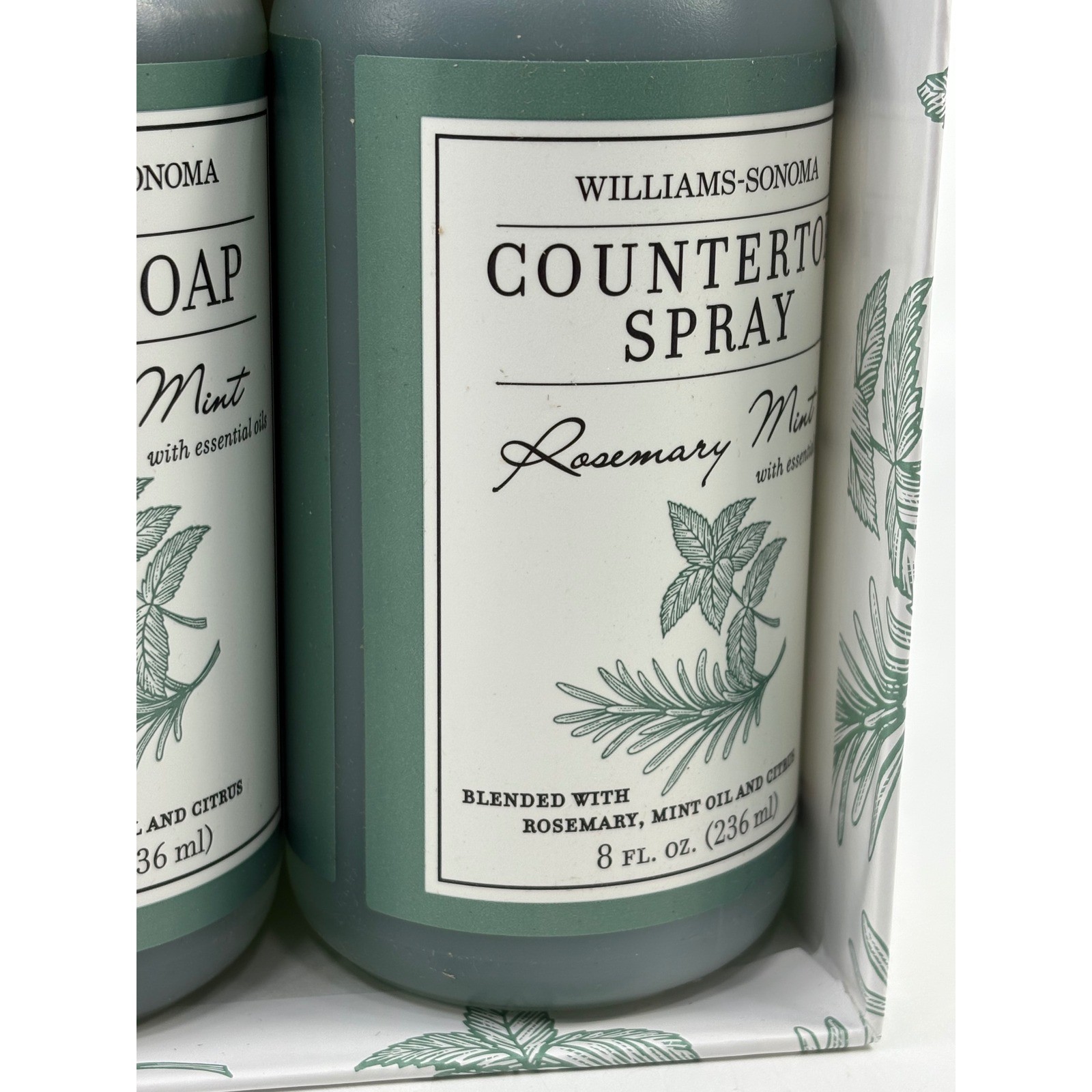 Williams-Sonoma Kitchen Essentials Kit Rosemary Mint Soap & Spray Set 3pc 8oz