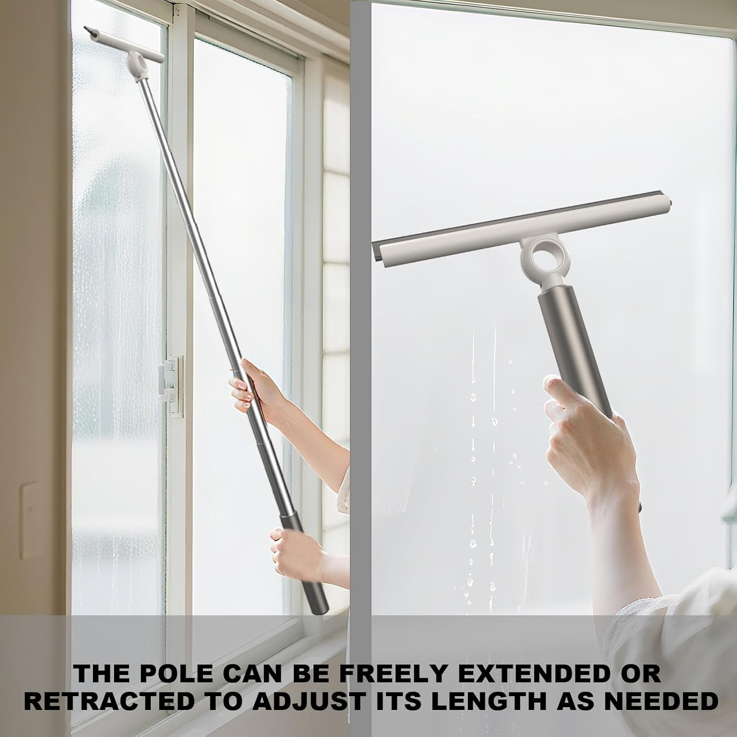 Extendable Shower Squeegee Glass Doors Shower Squeegee W/ 10-Inch Silicone Blade