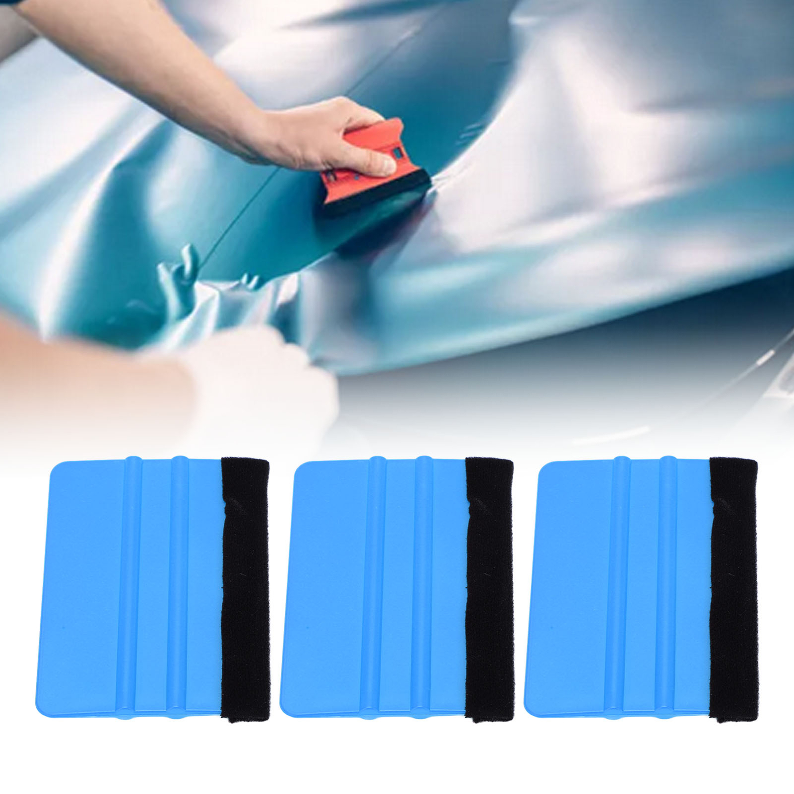 10 X Car Vinyl Scraper Scratch Resistant Professional Vinyl Felt Squeegee Blue