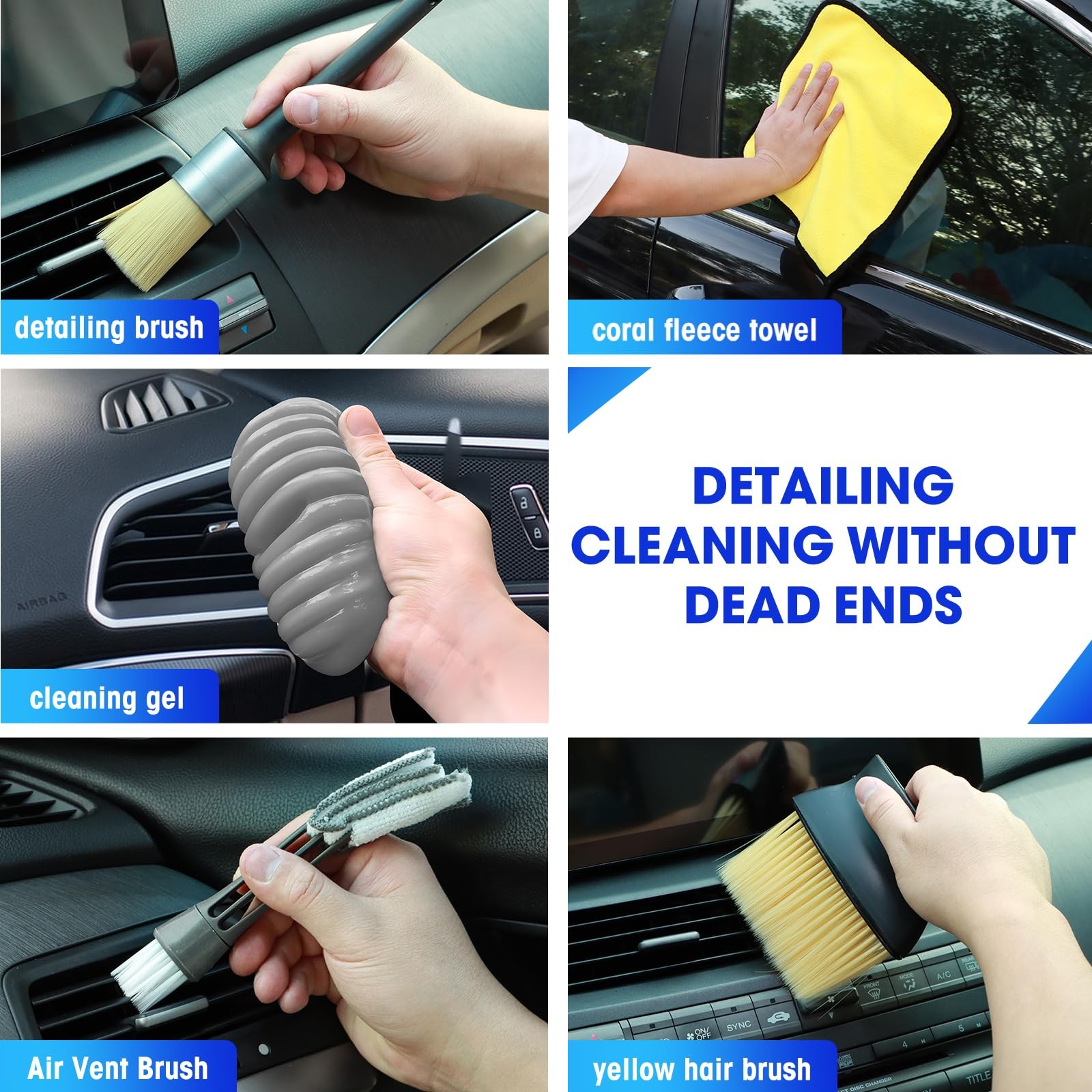 17PCS Car Cleaning Kit with Handheld Vacuum, Brushes, Gel & Accessories