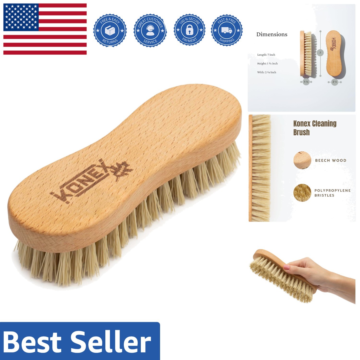 Lightweight Multi-Surface Cleaning Brush with Angled Bristles – Easy Grip Design