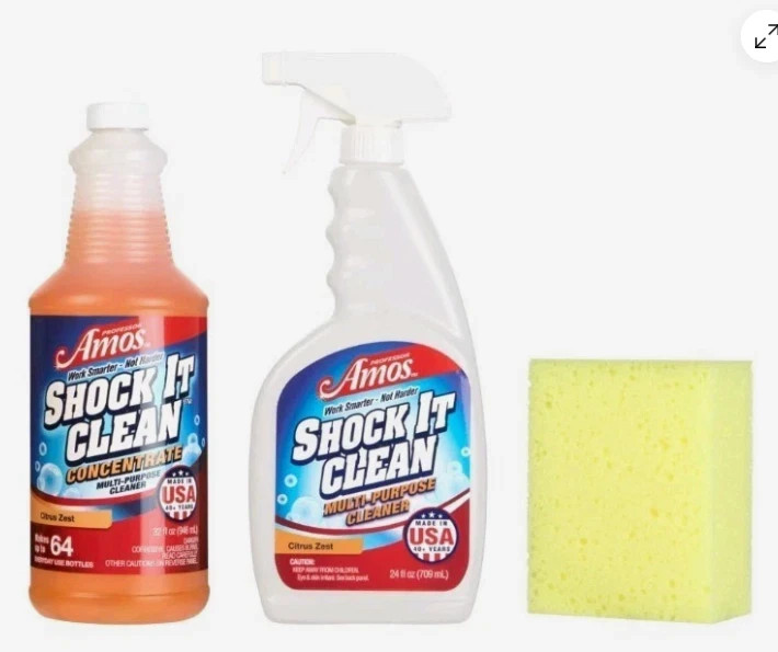 Professor Amos Shock It Clean 32 oz. Concentrate & 24 oz Spray Bottle W/ Sponge