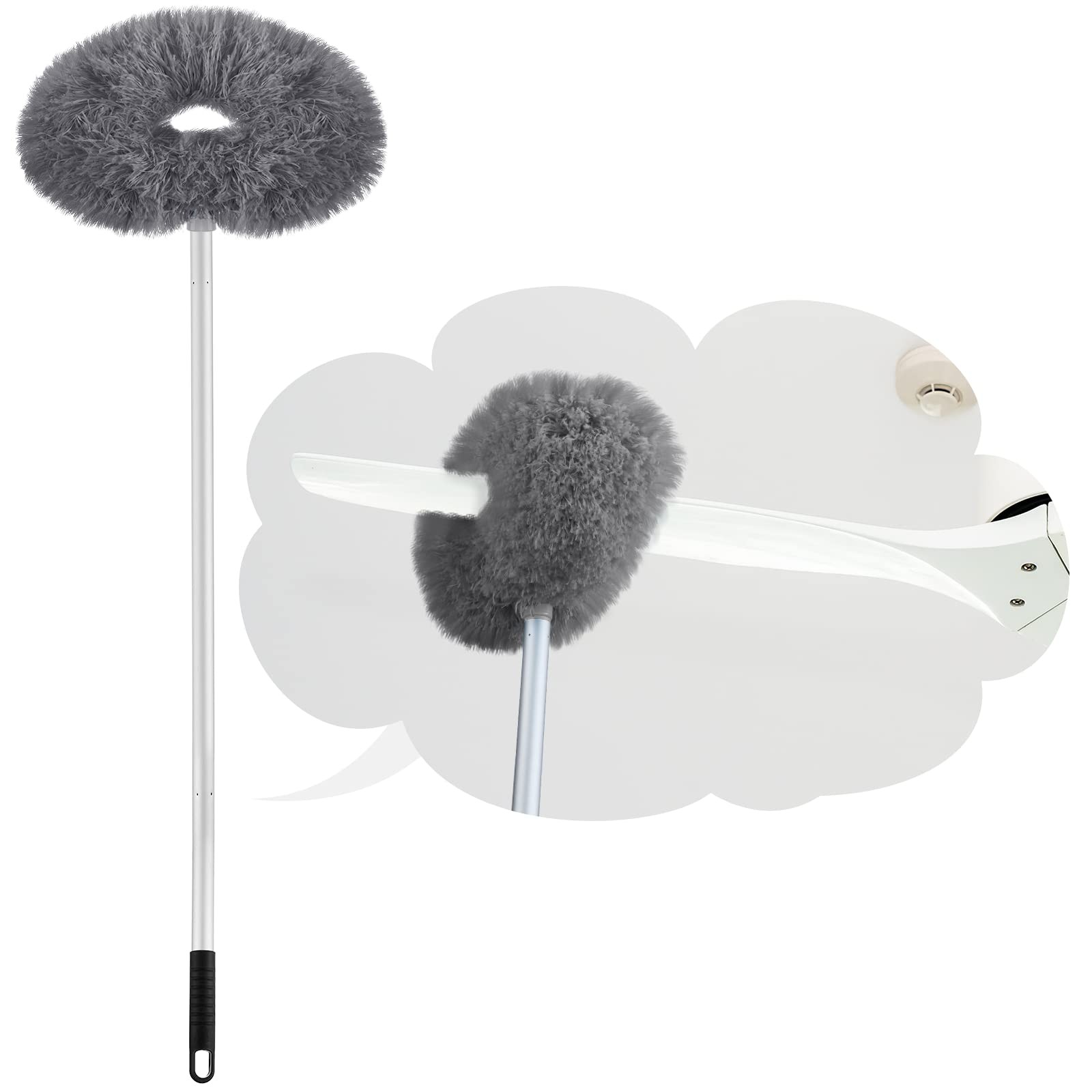 Hoolerry Ceiling Fan Cleaner Duster Microfiber Extendable Pole 13-49.7in Gray