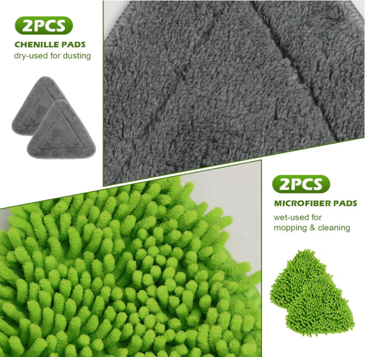 Mopa Triangular Limpia Paredes 82” Mango Largo Microfibra Verde, Nuevo