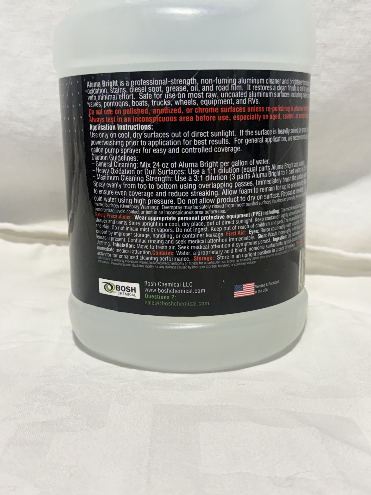Bosh Chemical Alumabright Aluminum Cleaner Brightener 1 Gallon 128 oz Stain Remo
