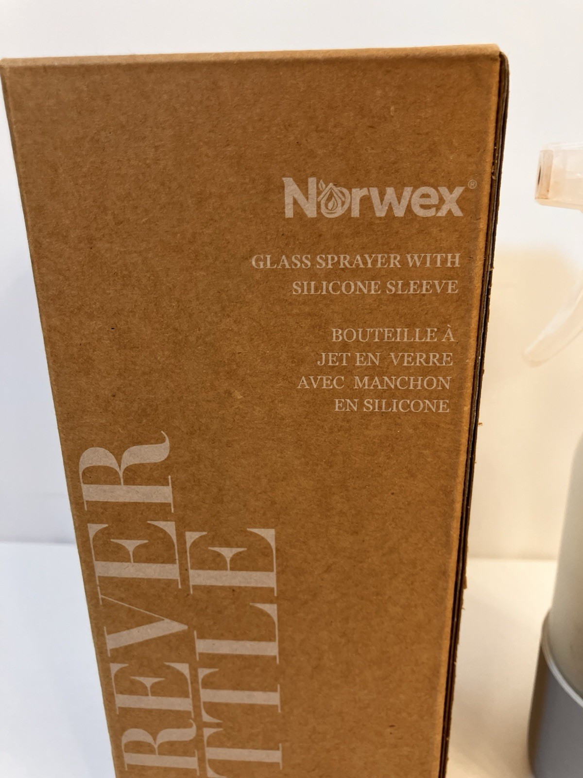 Norwex Forever Bottle Glass Sprayer Silicone Sleeve Grey NEW in Box