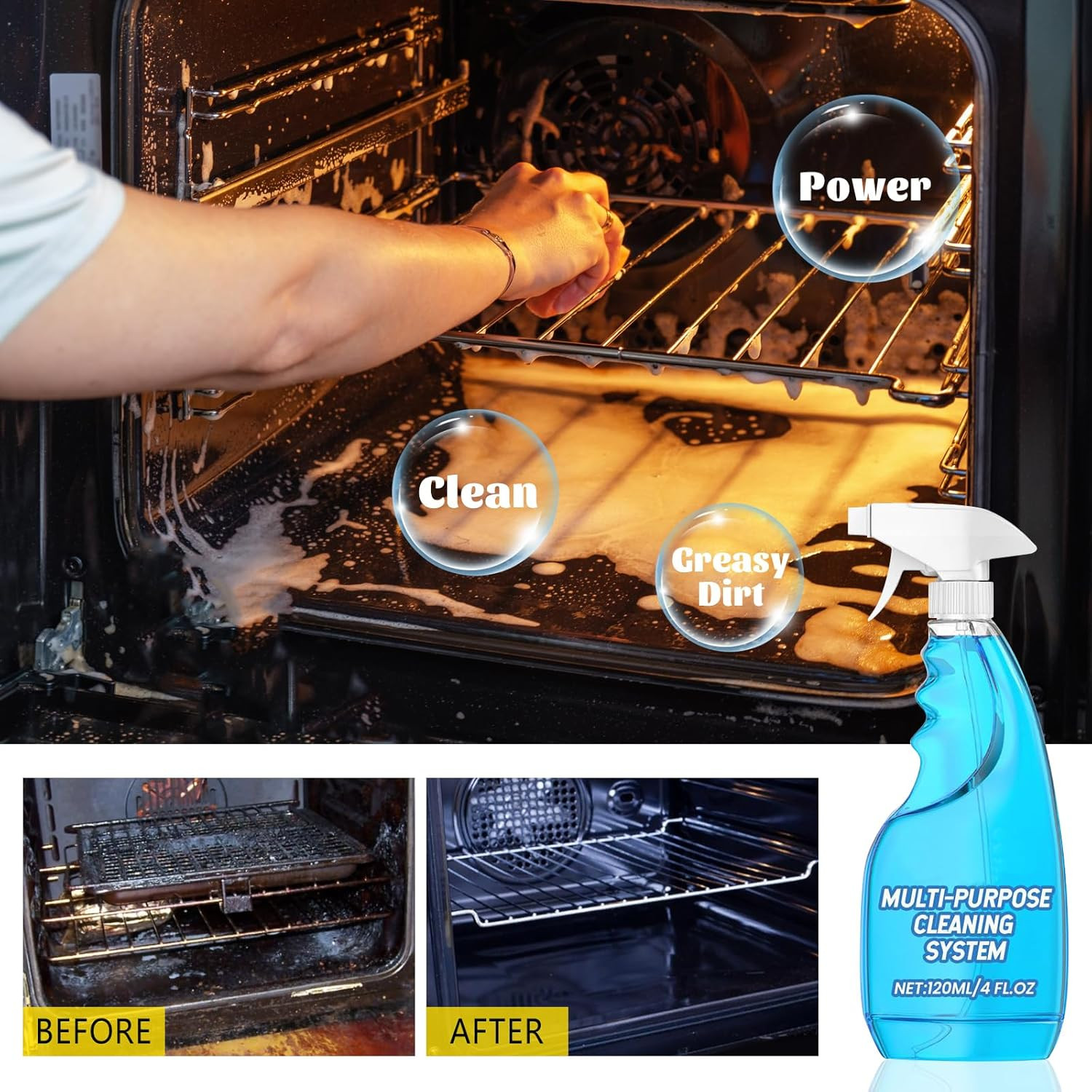 ANRUI Upgraded Splash Foam Spray Tablets with Bottle for All-Purpose Cleaning