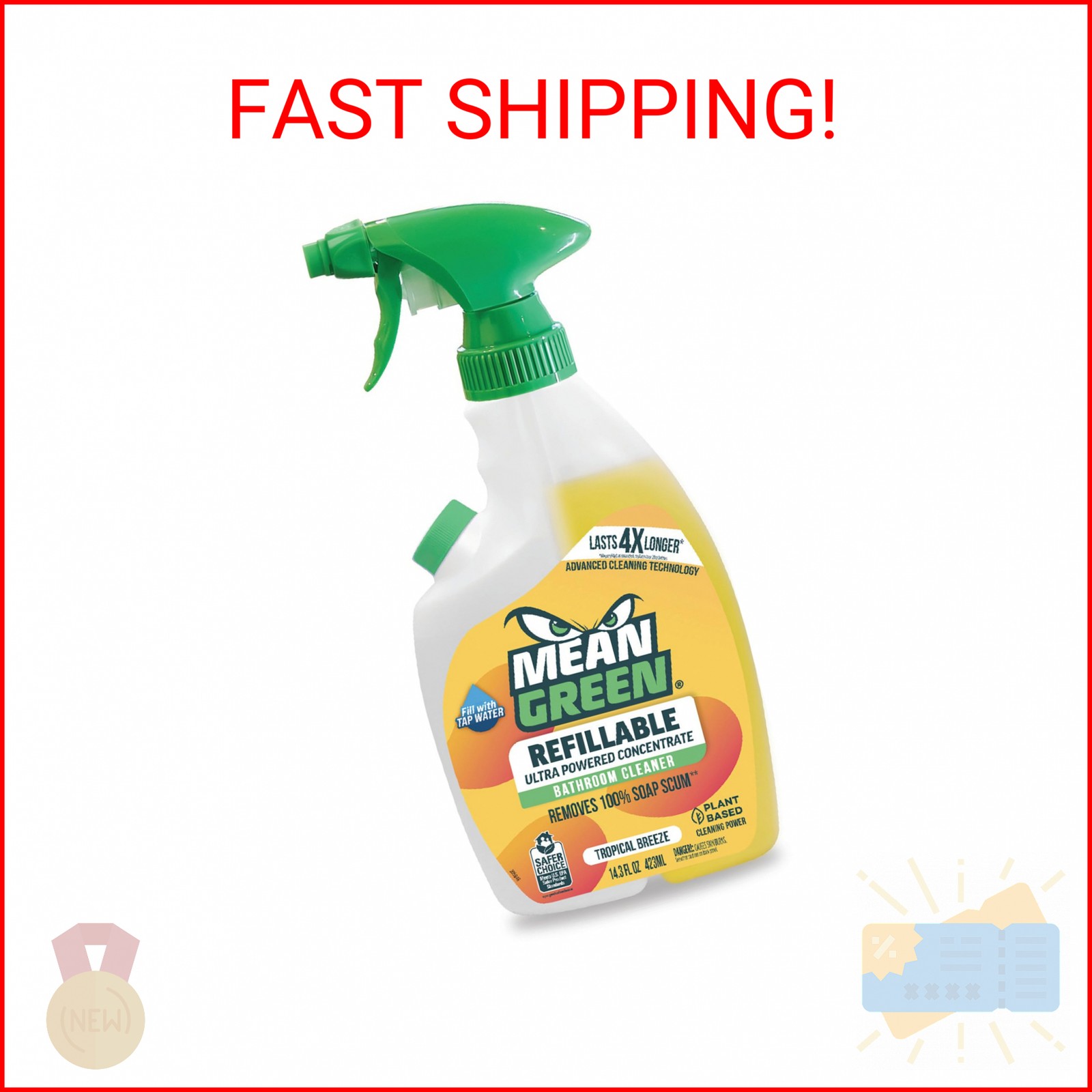 Mean Green Refillable Ultra Powered CONCENTRATE Bathroom Cleaner, Tropical Breez