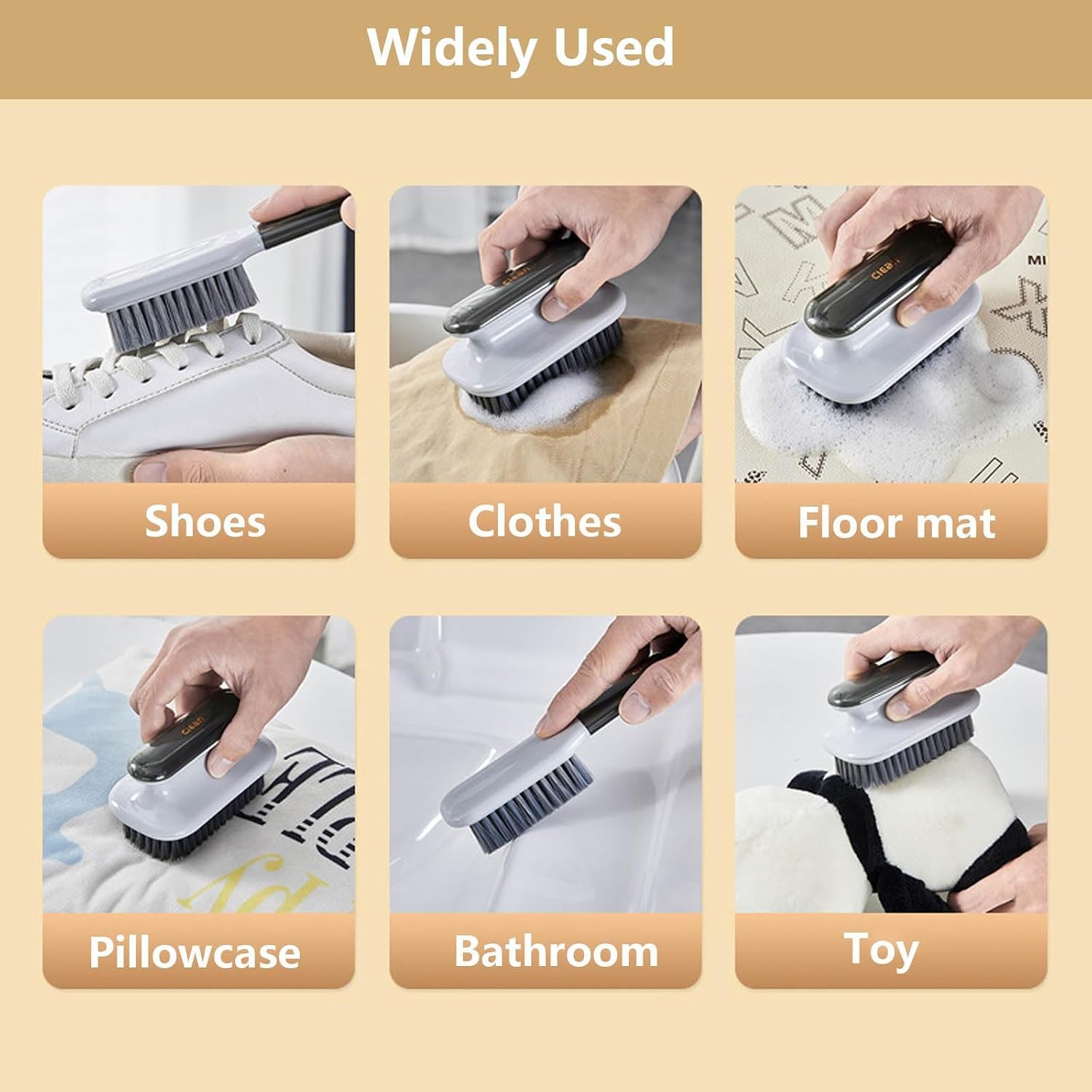 Gray Laundry Stain Removal Soft Brush Household Scrub Brush for Stain Cleaning