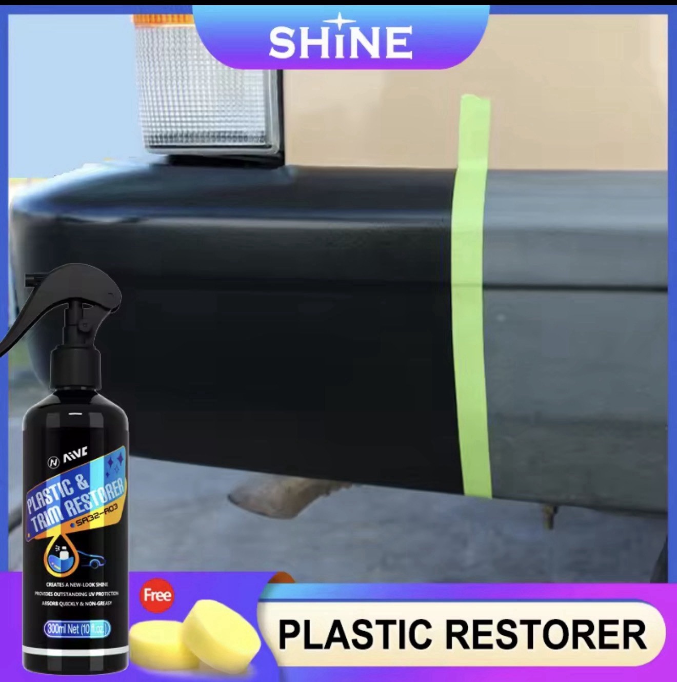 LUXURY PLASTIC RESTORER BACK TO BLACK GLOSS/ BLACK / 2 SPONGE FREE