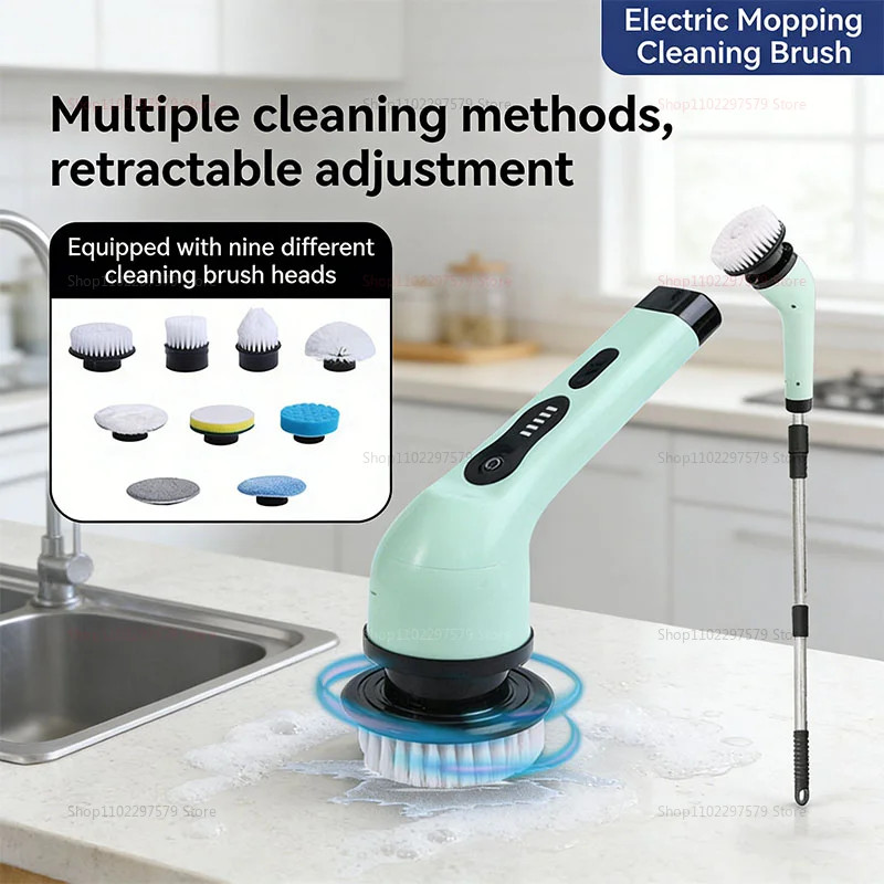 9 in 1 Multifunctional Handheld Electric Cleaning Brush with Telescopic Function