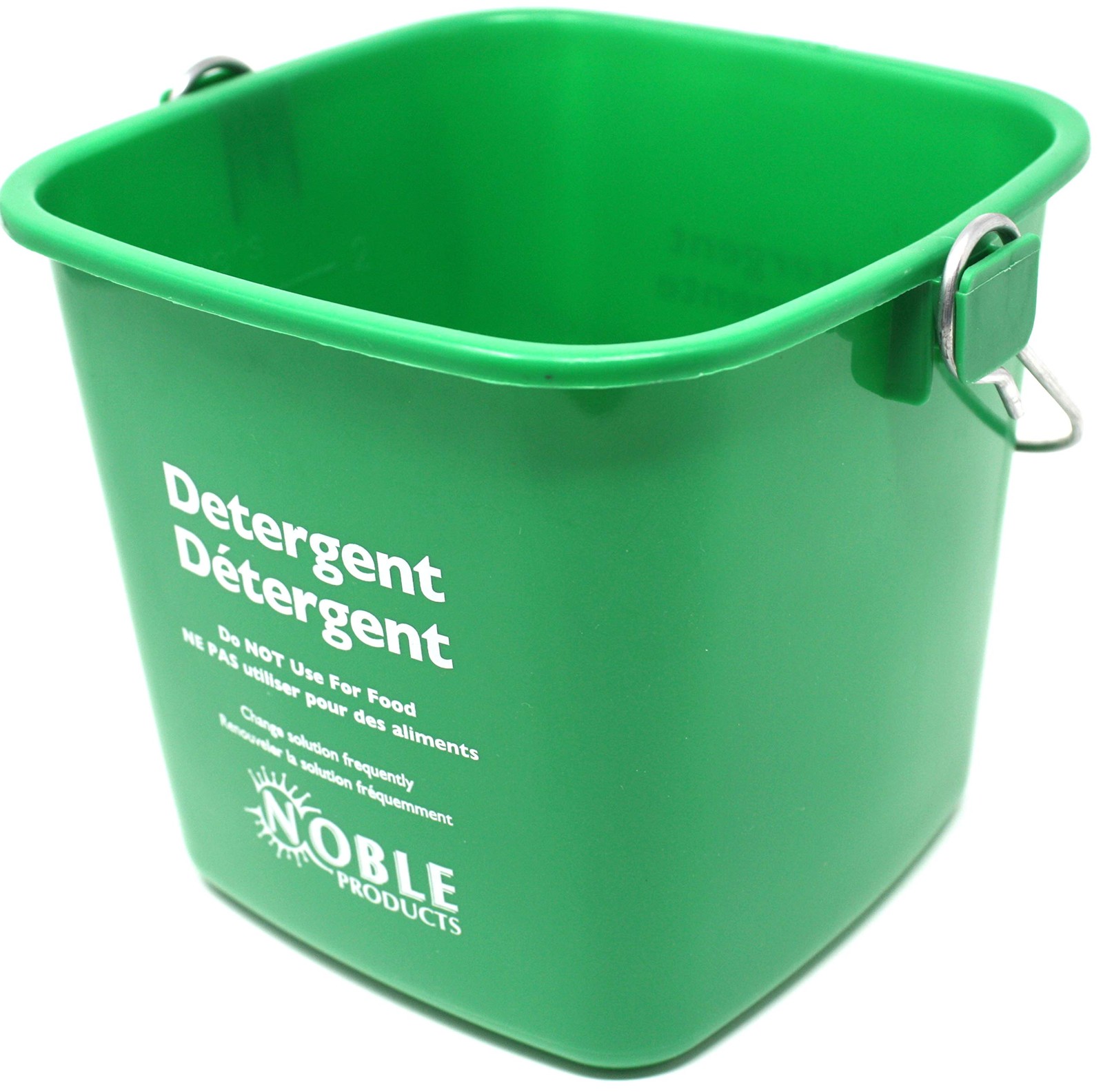 Pack of 3 Green Sanitizing Buckets with Trilingual Labeling HACCP Compliant