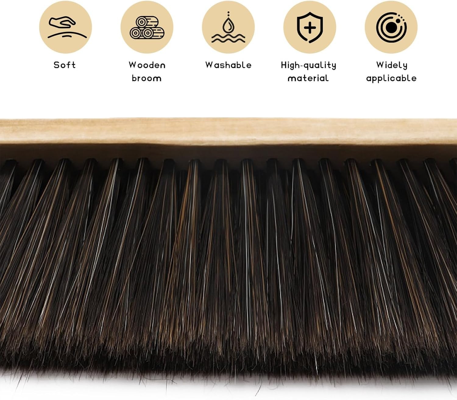 Wooden Dust Brush, 14 Inch Bench Brush Horse Hair Brush Hand Broom Counter Duste