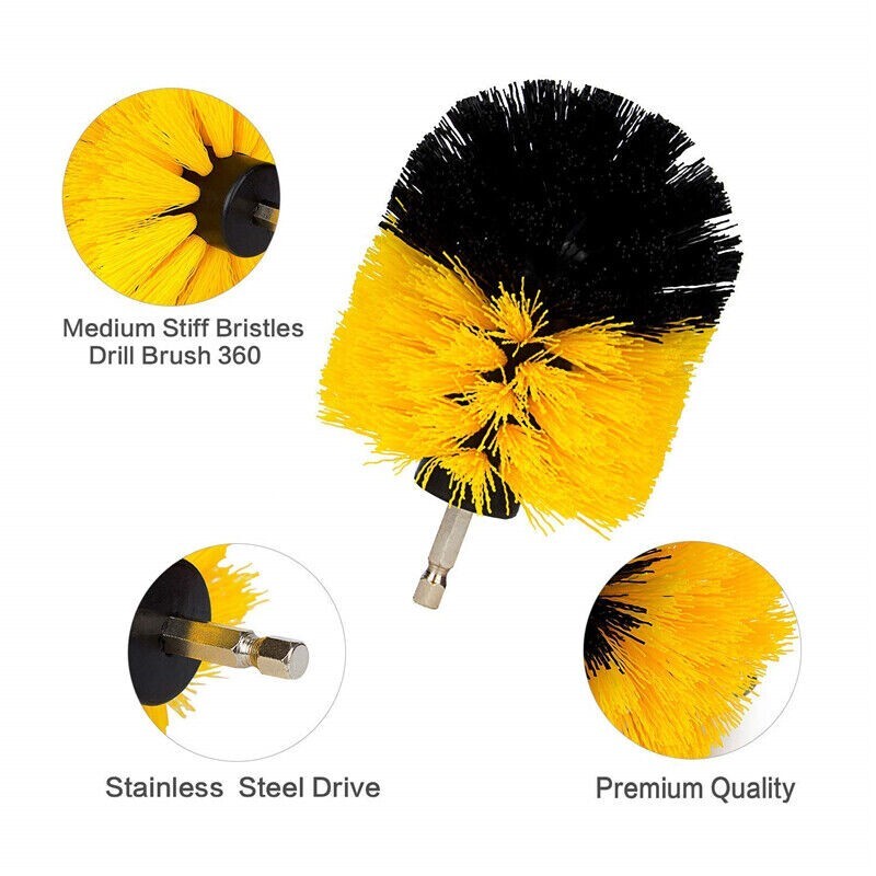 Drill Brushes Set 3pcs Tile Grout Power Scrubber Cleaner Spin Tub Shower Wall