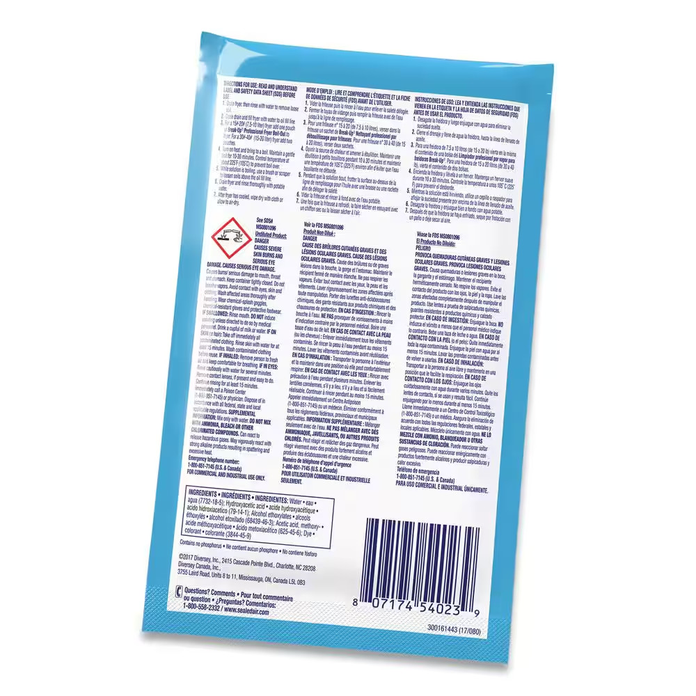 2 Oz. Fryer Boil-Out Degreaser, Ready to Use, Packet, 36/Carton