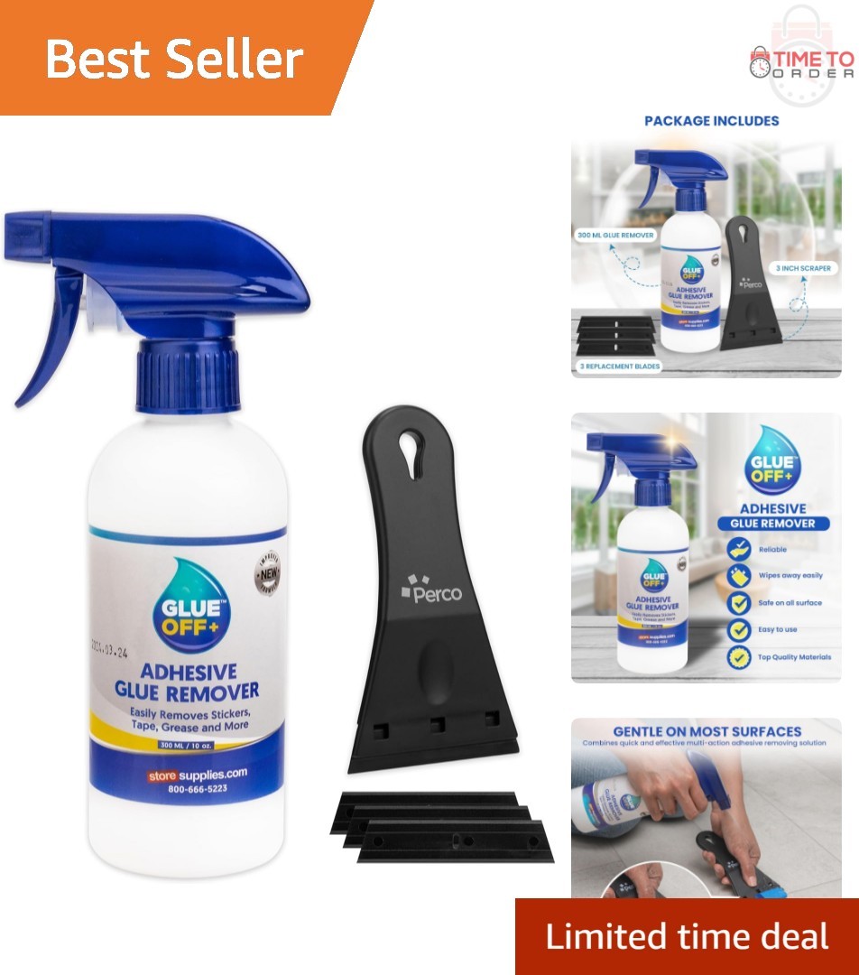 Glue Off Adhesive Remover Spray 10 fl oz with Scraper Car Sticker Residue
