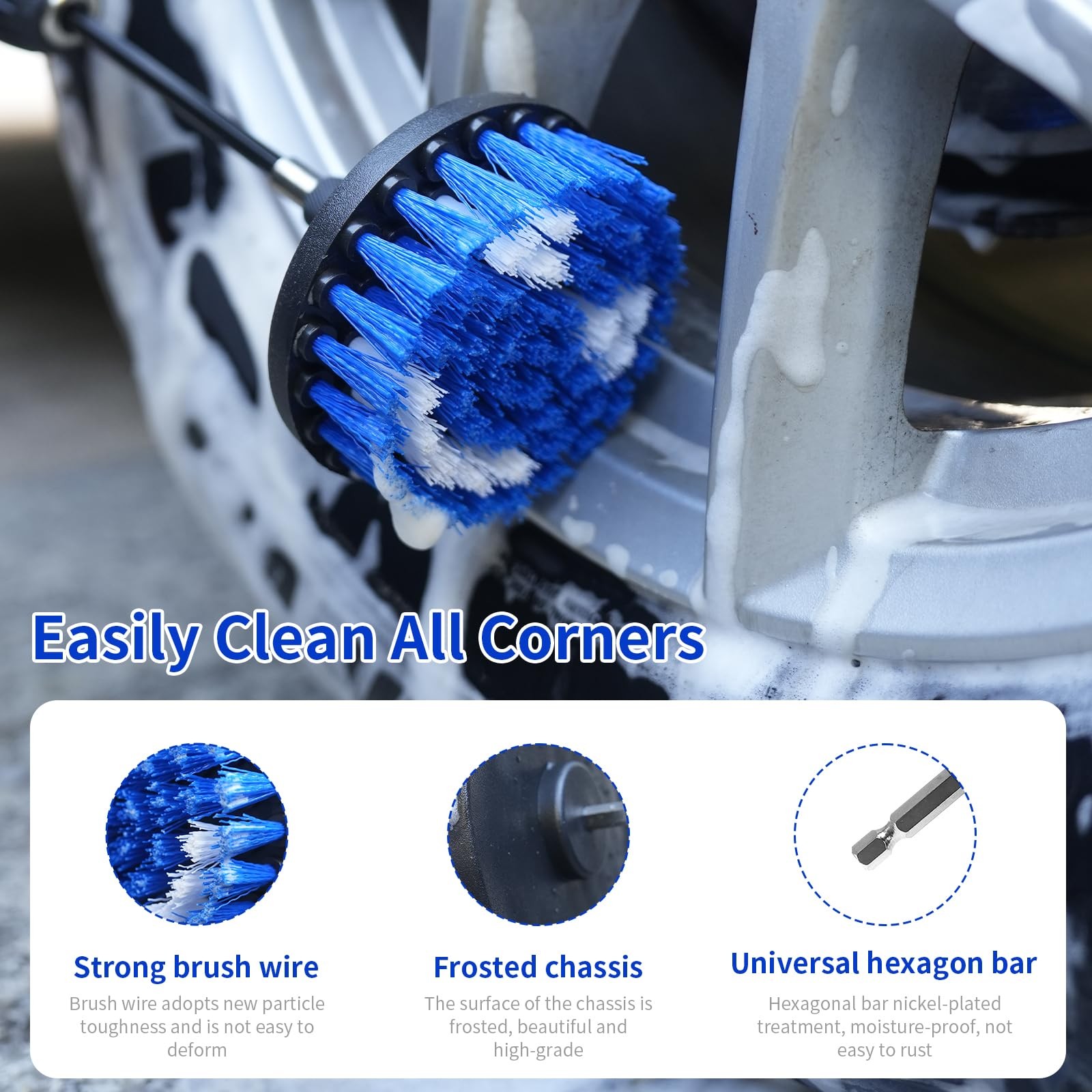 10 Pack Drill Brush Attachment Set for Cleaning Grout, Tile, Tub, and Car