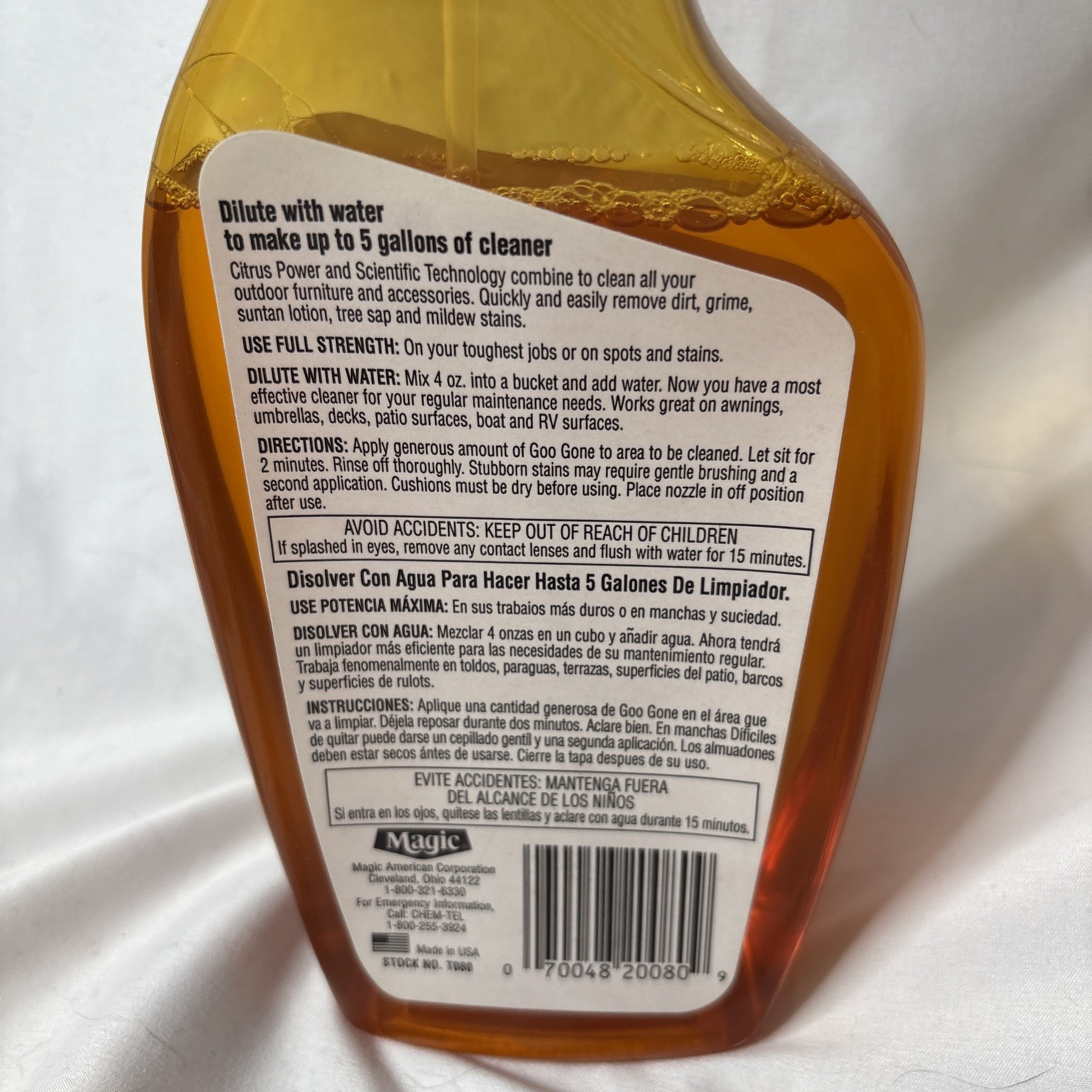 Goo Gone Patio Furniture Cleaner Concentrated Formula 24 oz Outdoor Citrus Used