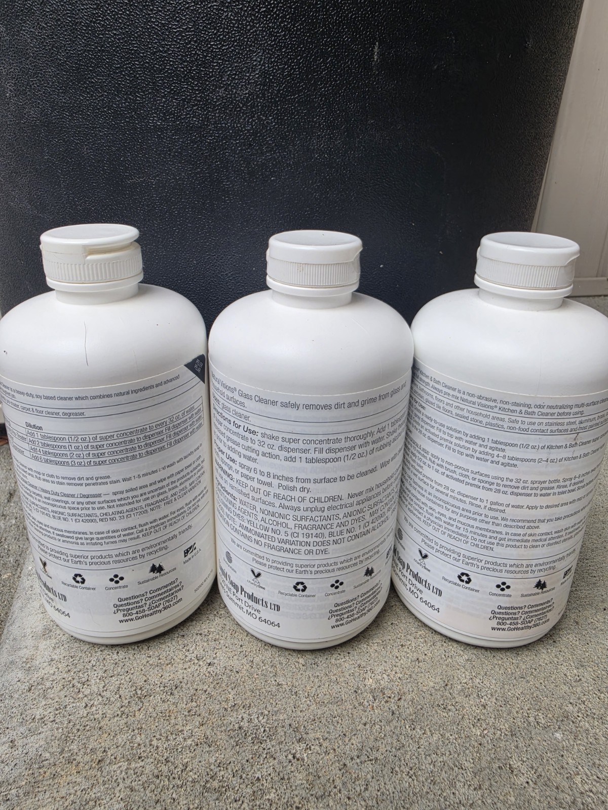 (3) Natural Visions Concentrate Kitchen & Bath, Glass Cleaner 1 Liter 33.8 fl