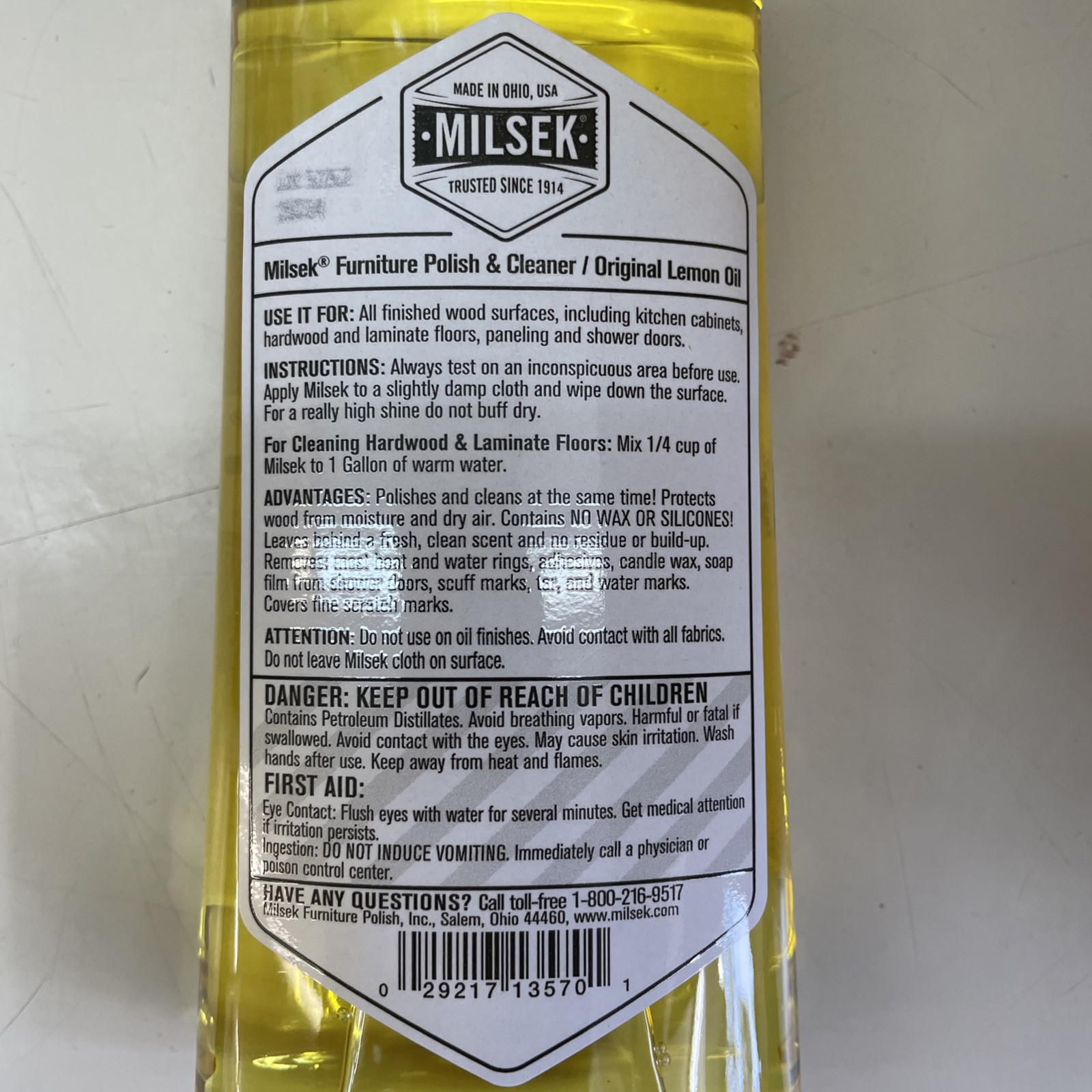Milsek Furniture Polish and Wood Cleaner with Lemon Oil – Multipurpose Solution
