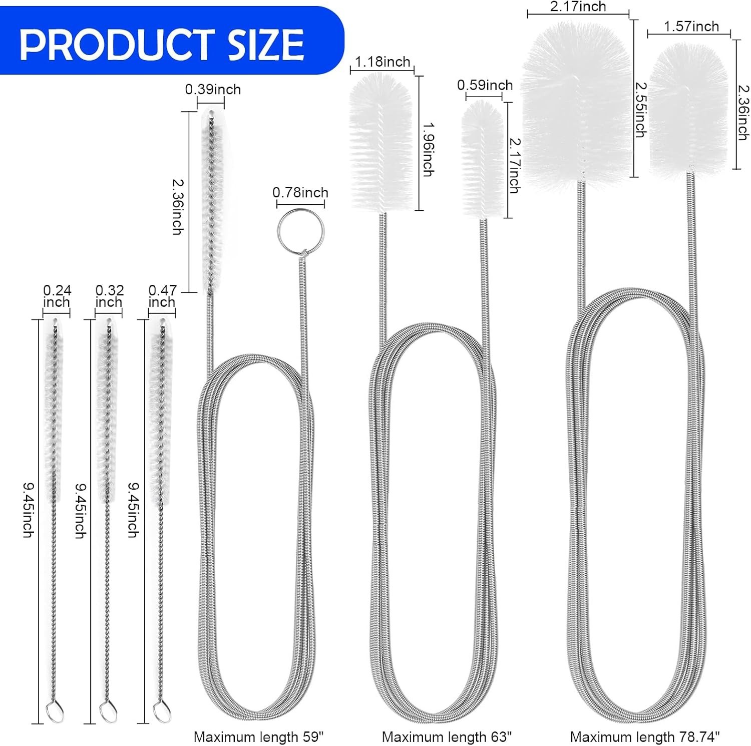 6Pcs Flexible Drain Brush 78 Inch Pipe Cleaning Brush 63 Inch drain cleaner b…