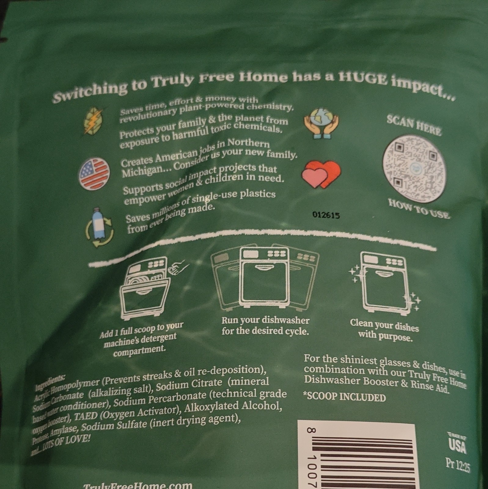 Truly Free Home Non-Toxic Plant-Based Powder Dishwasher Soap