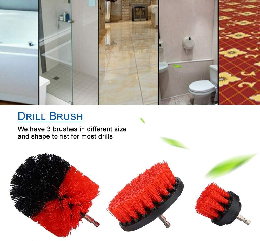 3PCS Drill Brush Power Scrubber Drill Attachments For Carpet Tile Grout Cleaning
