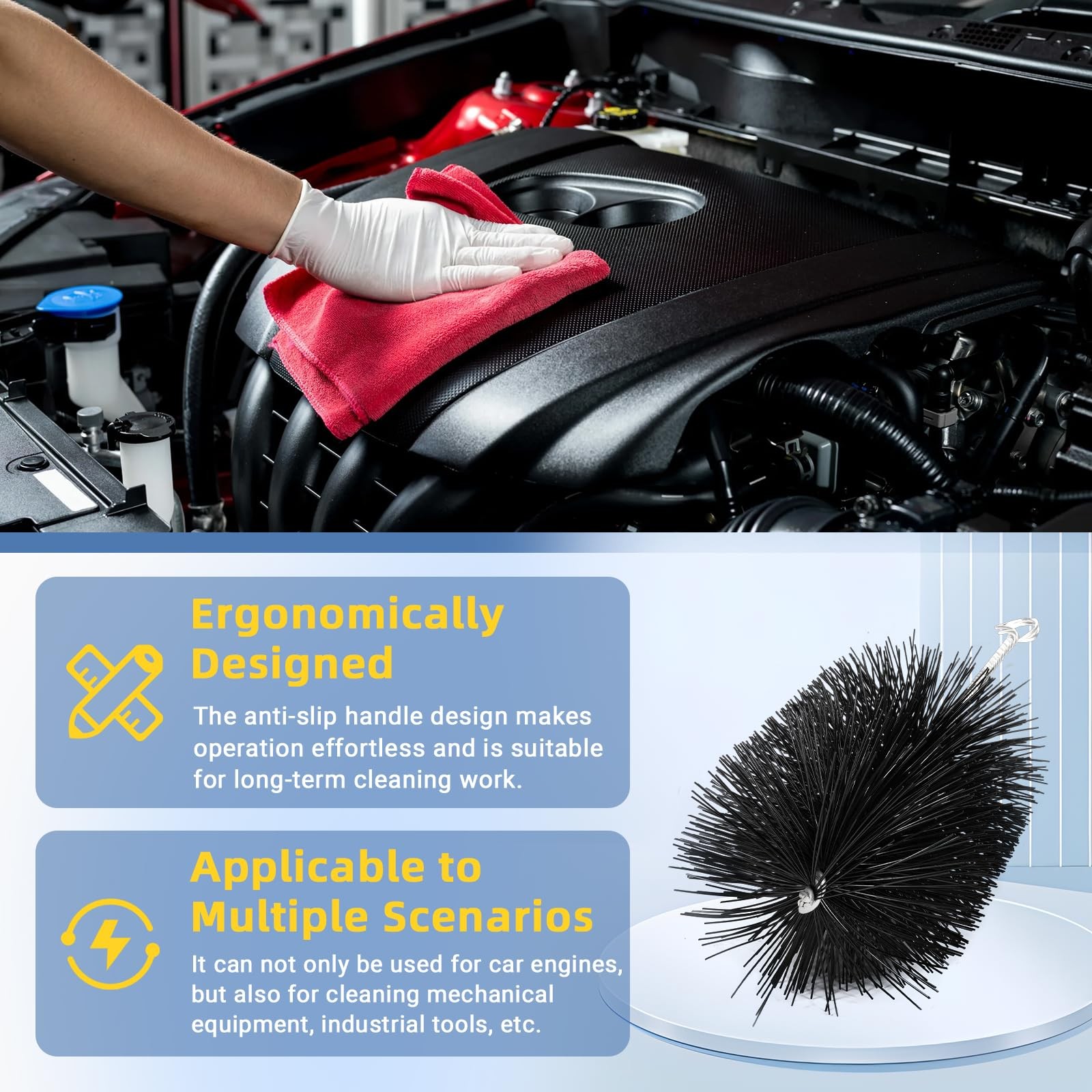 Ytrica 12 Pcs 61820 Car Engine Cleaning Detailing Brush Kit – Motor Engine Al…