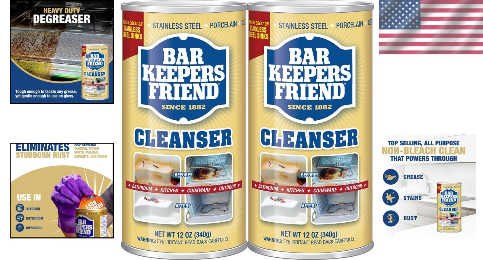 Heavy-Duty Powder Cleanser 2 x 12oz for Kitchen, Bathroom & Deep Cleaning
