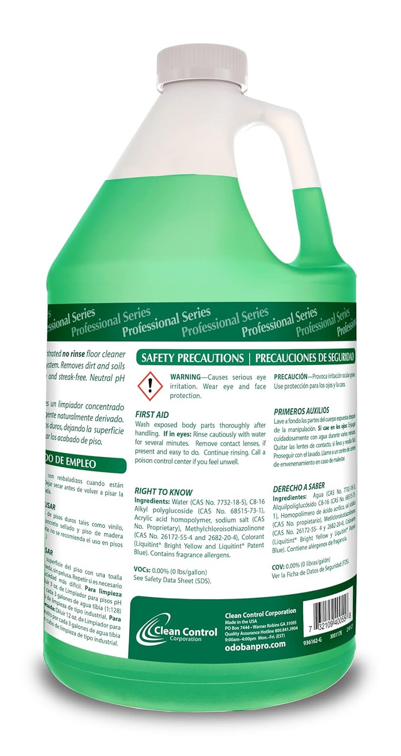 OdoBan Professional Series Neutral pH No Rinse Floor Cleaner Concentrate, 1 Gall