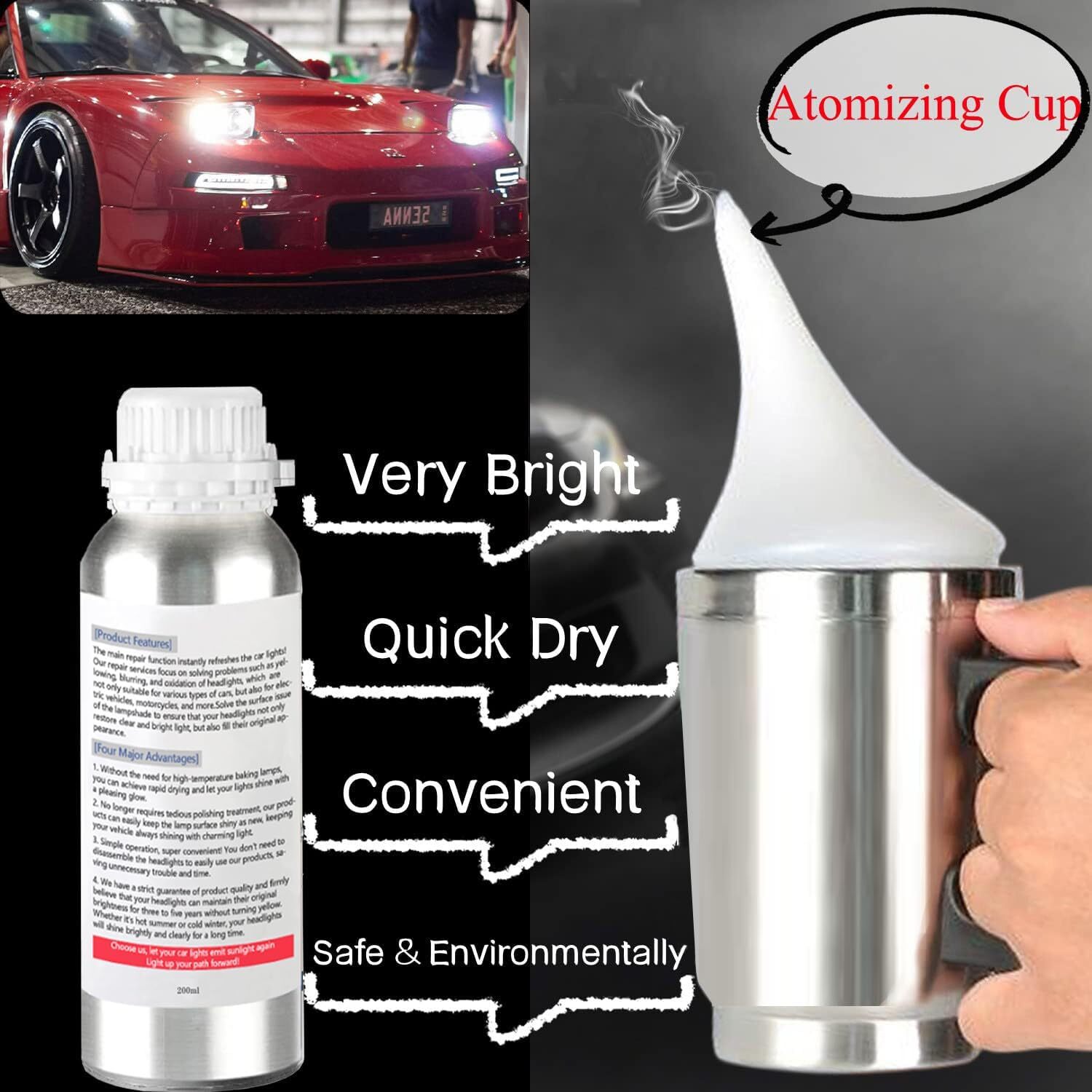 200ml Car Headlight Restoration Liquid, Repair fluid