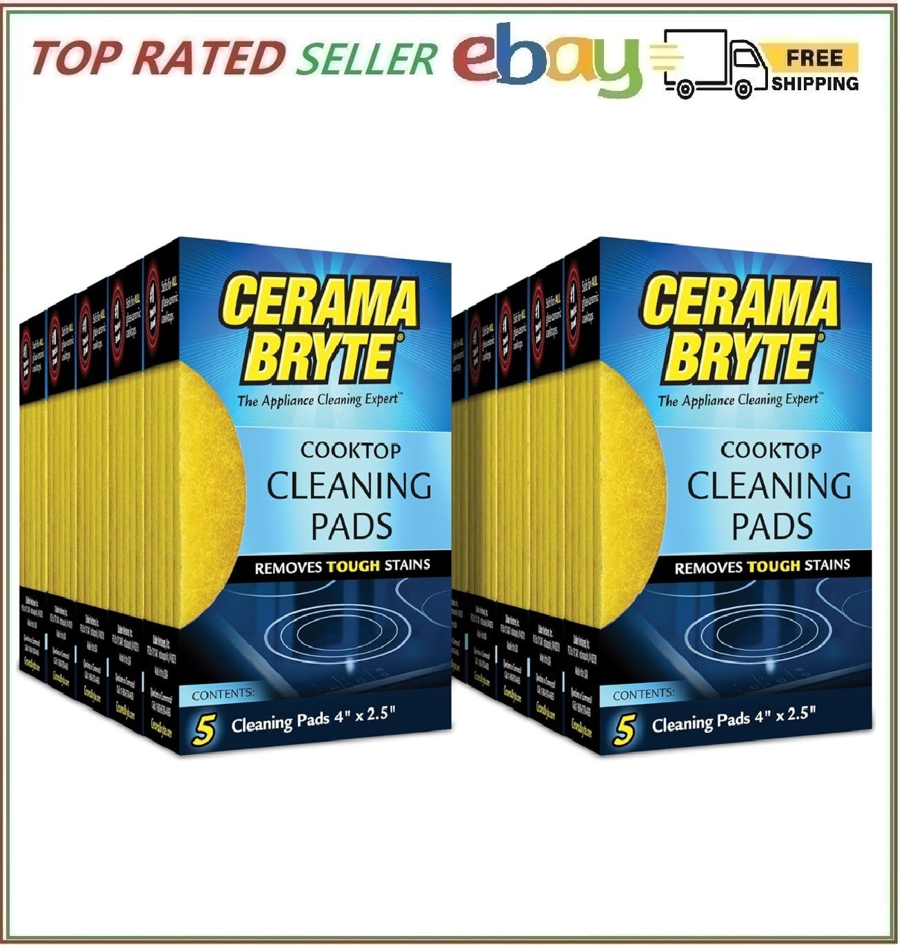 Cerama Bryte 10 x 5 Pack Cleaning Pads Cooktop and Stove Top Cleaner for Glas…