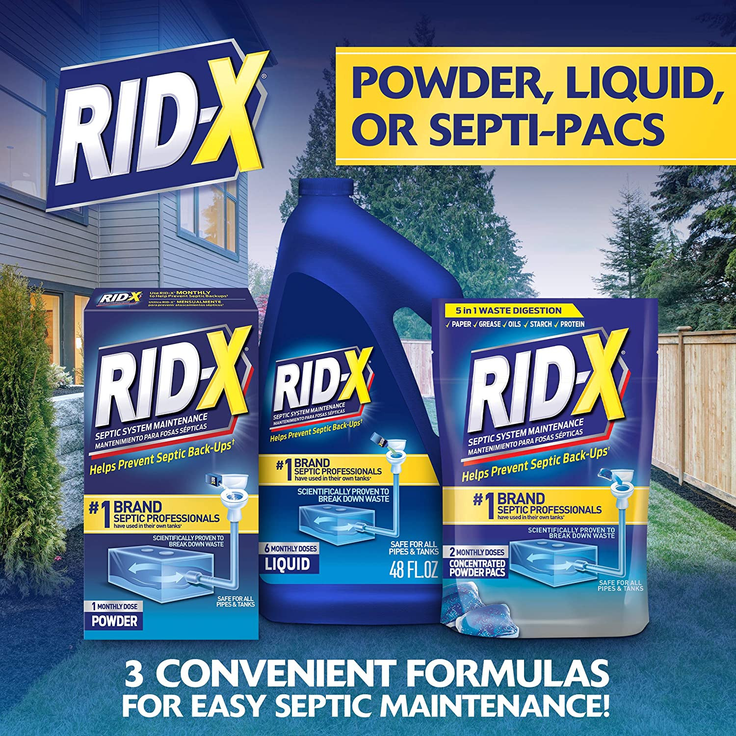 RID-X Septic Tank Treatment Pods – 3 Month Supply, Dual Action Enzymes and Bacte