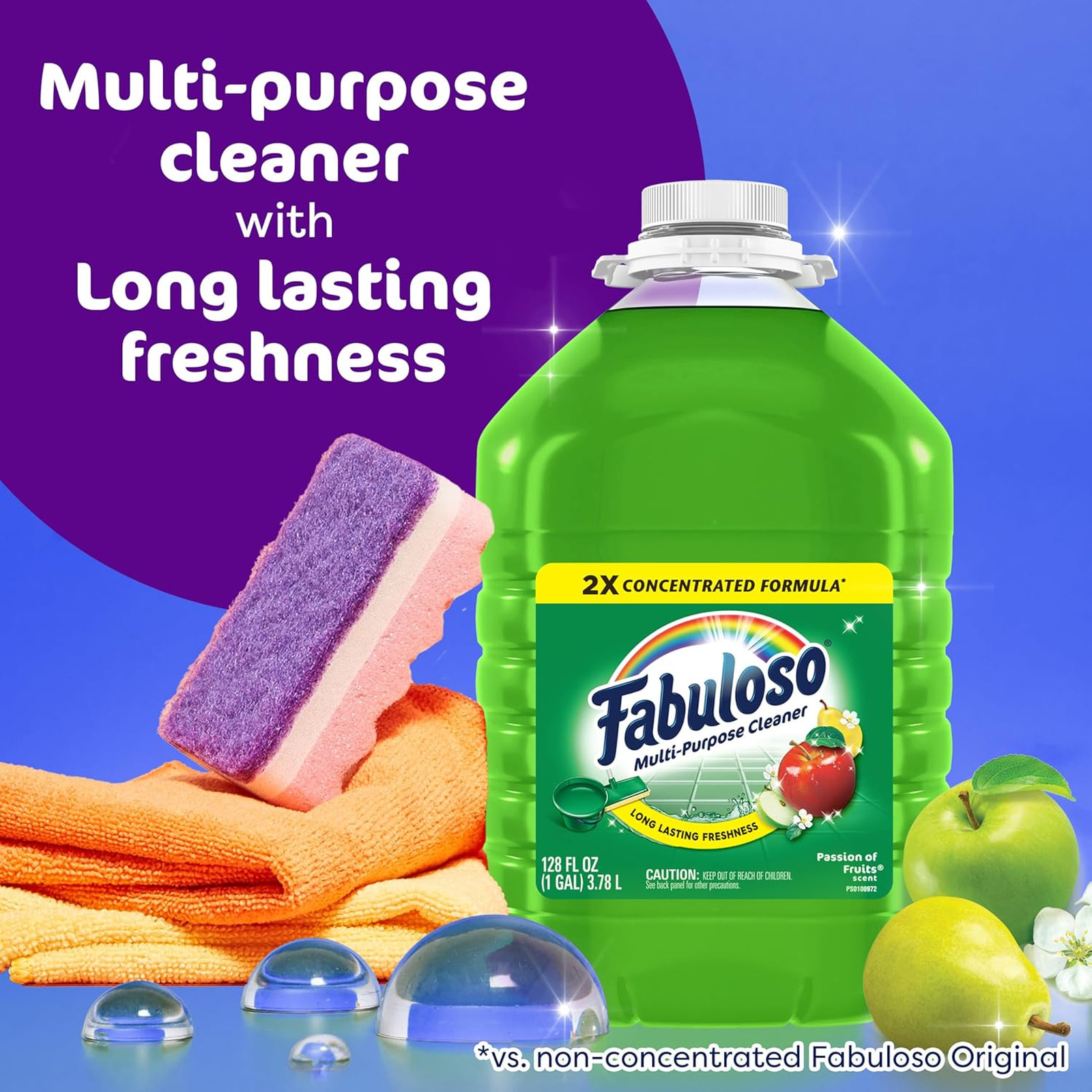 Fabuloso 2X Concentrated Multi-Purpose Cleaner Long-Lasting Scent 128 Fl Oz