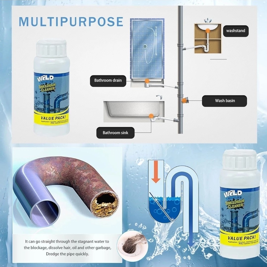 4 Bottles Wild Tornado Pipe Dredge, Powerful Sink & Drain Cleaner, Fast Foaming
