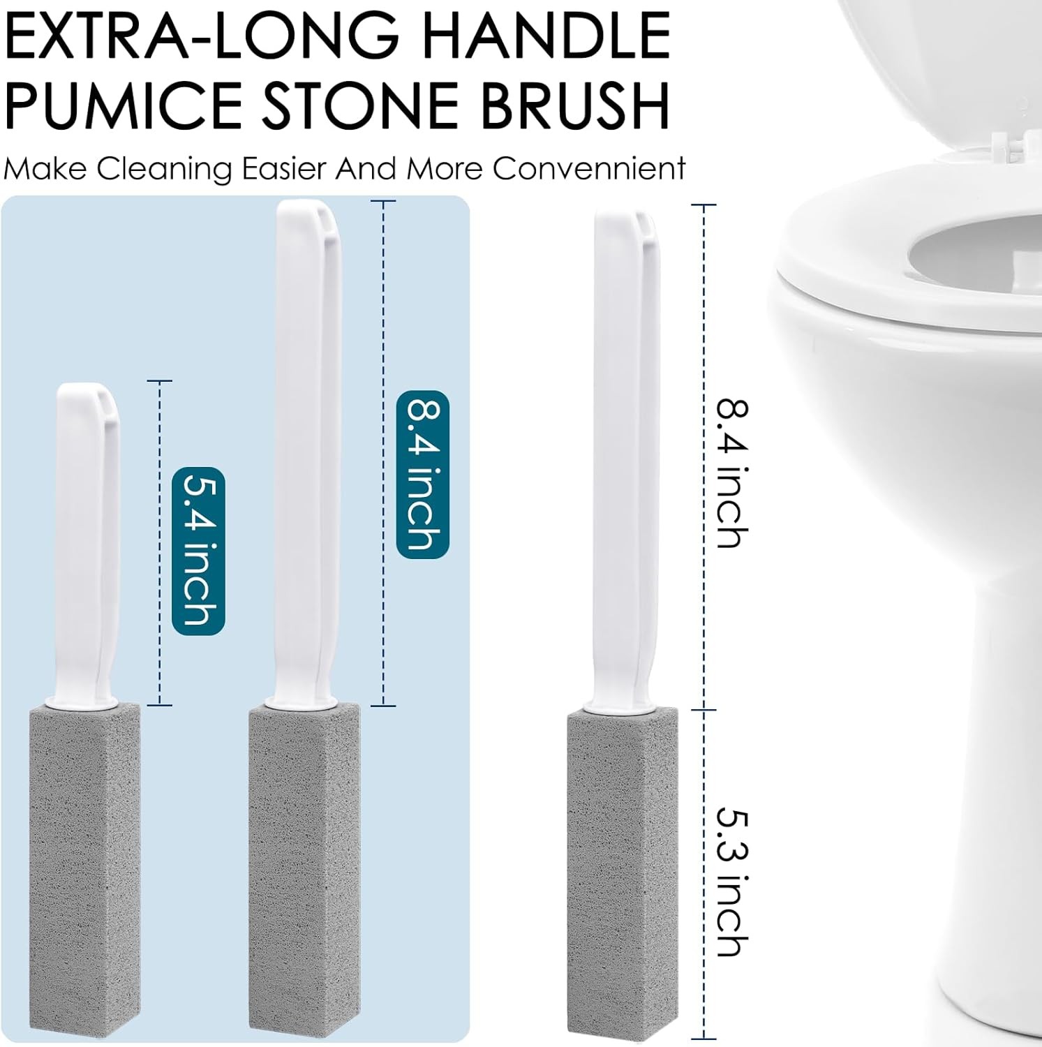 12 Pack Pumice Stone Toilet Bowl Cleaner with Extra Long Handle, Pumice Stone fo