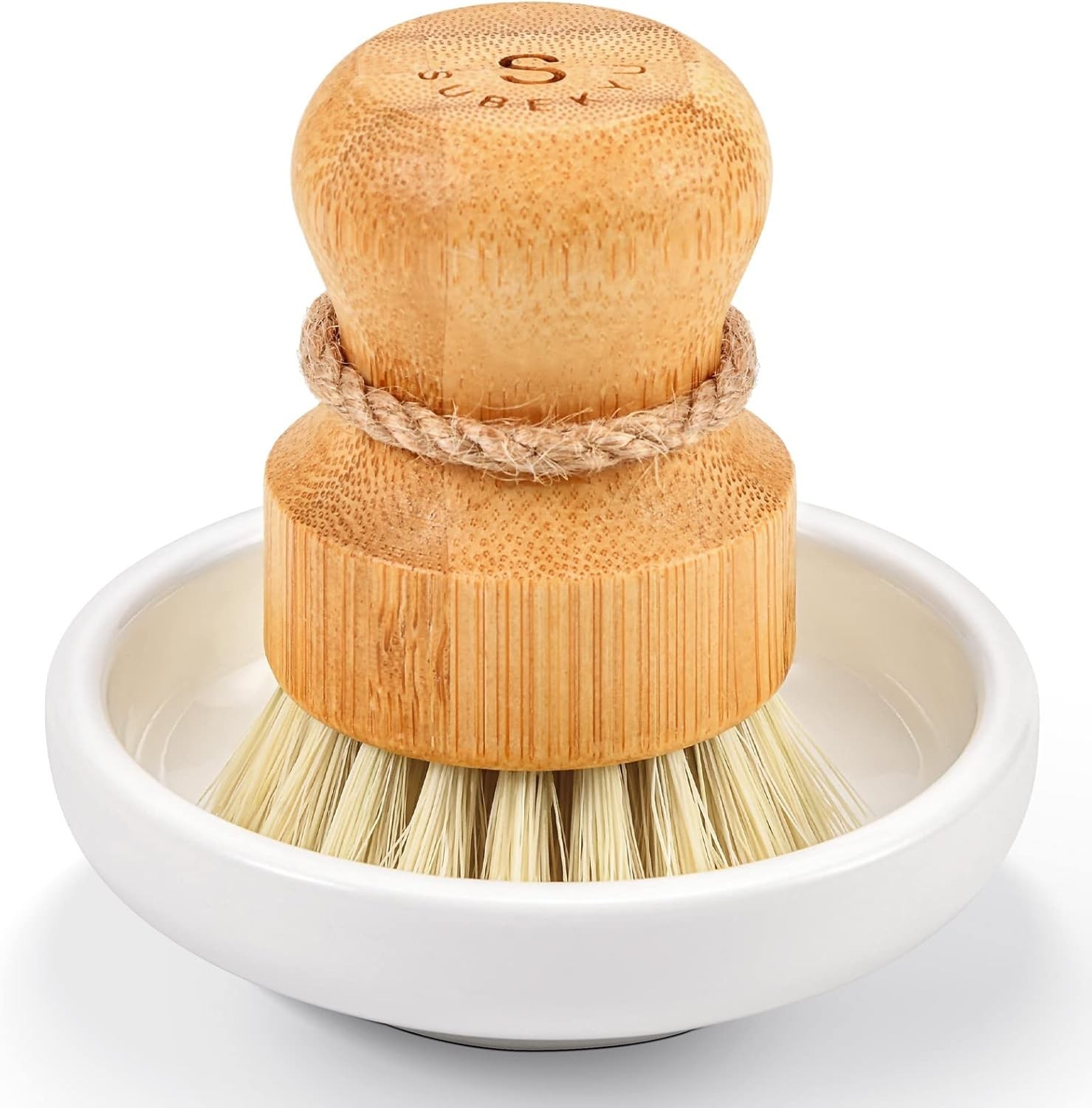 Bamboo Dish Scrub Brush for Kitchen Sink, Natural Wooden Washing Dish Brush S…