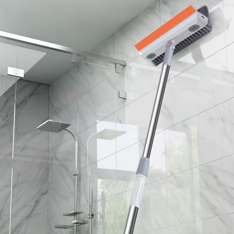 Long Handle Floor Scrub Brush with Soap Dispenser Bathroom Tile Grout Cleaner