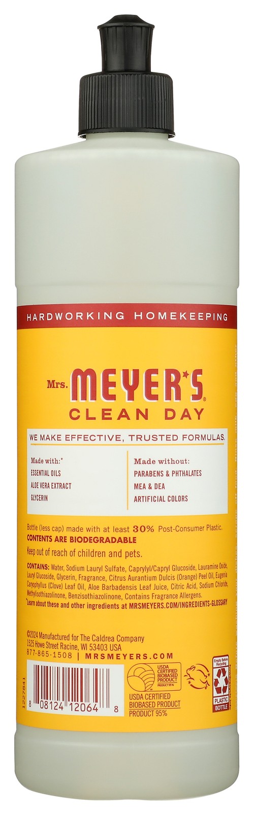 Mrs. Meyers Clementine Scented Mrs Dish Soap 16 Oz Detergent 6 Pack