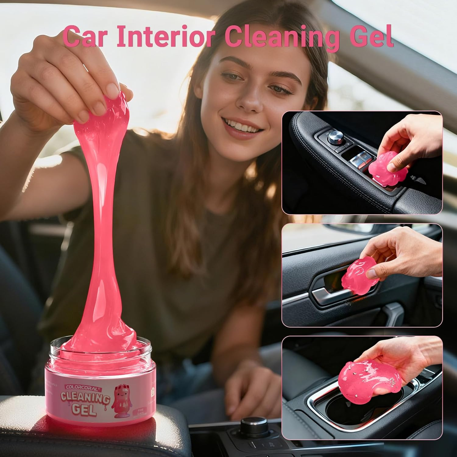 2 Pack Car Cleaning Gel Reusable Auto Slime Cleaner,Rose Scent Dust Cleaning Gel