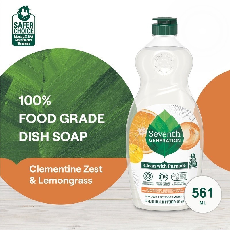 Plant Based Dish Soap Clementine Zest Lemongrass Grease Cutter 19oz Eco Friendly