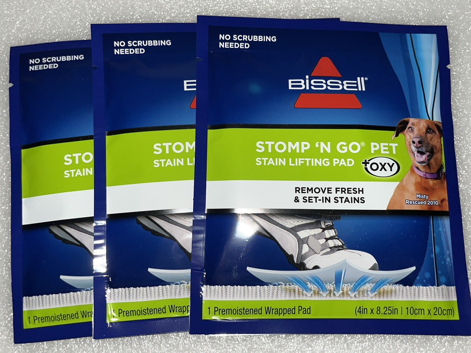 3 Packs Bissell Stomp ‘N Go Pet Lifting Pads + OXY Stain Removal Free Shipping