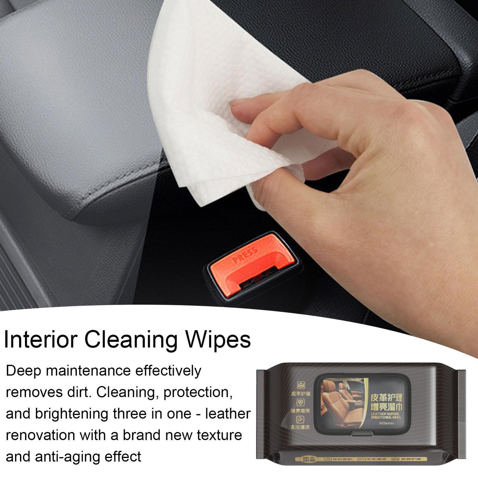 Car Leather Restoration Brightening Wipes 80PCS Leather Conditioning Wipes